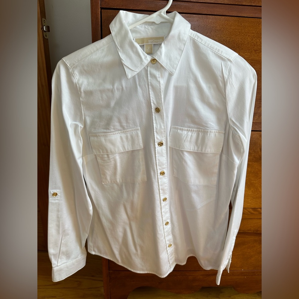White button down top
